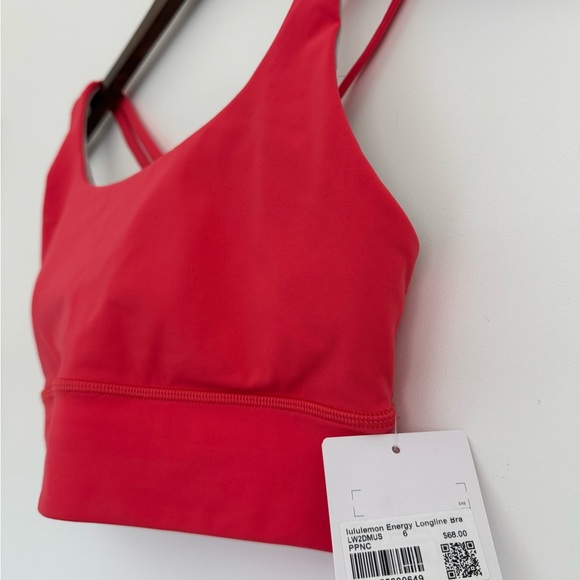 NWT Sz 6 Lululemon Energy Longline Bra Crossback Med Support B–D Cup Pink Punch - Picture 5 of 11
